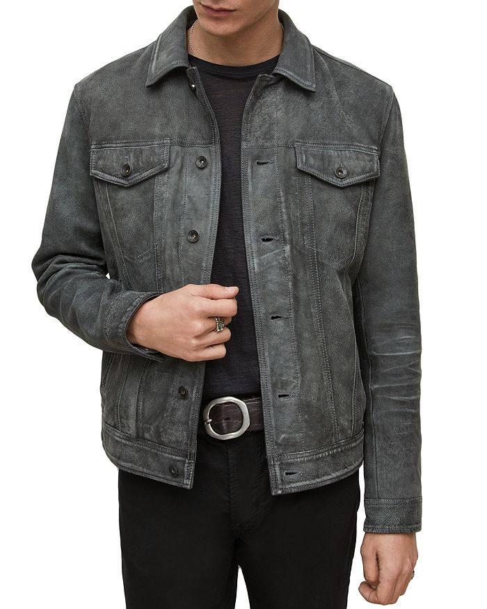 John Varvatos Andrew Slim Fit Leather Trucker Jacket | Bloomingdale's