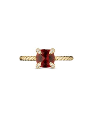18K Yellow Gold Chatelaine&reg; Ring with Garnet & Diamonds