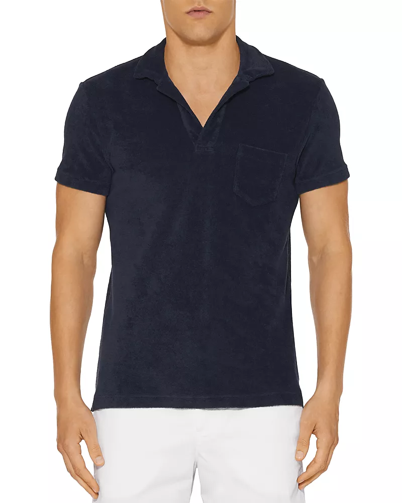 Orlebar Brown Cotton Terry Solid Tailored Fit Polo Shirt