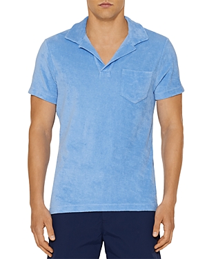 Shop Orlebar Brown Cotton Terry Solid Tailored Fit Polo Shirt In Riviera