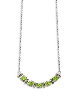 Lagos 18K Yellow Gold & Sterling Silver Rittenhouse Peridot Multi Stone Statement Necklace, 16-18