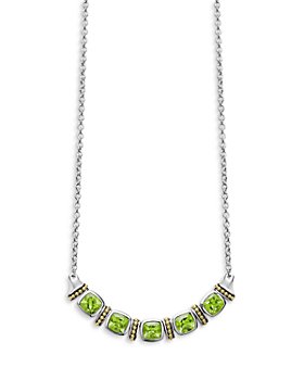 LAGOS - 18K Yellow Gold & Sterling Silver Caviar Color Peridot Multi Stone Statement Necklace, 16-18"