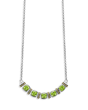 Lagos 18k Yellow Gold & Sterling Silver Rittenhouse Peridot Multi Stone Statement Necklace, 16-18 In Green/silver