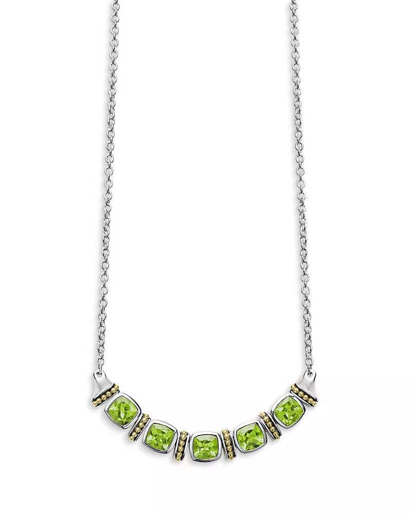 Lagos 18K Yellow Gold & Sterling Silver Rittenhouse Peridot Multi Stone Statement Necklace, 16