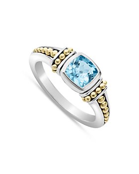 LAGOS - 18K Yellow Gold & Sterling Silver Caviar Color Blue Topaz Ring