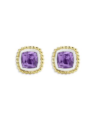 18K Yellow Gold & Sterling Silver Rittenhouse Amethyst Stud Earrings