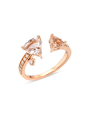 Hueb 18K Rose Gold Mirage Morganite & Diamond Cuff Ring