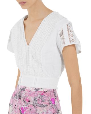 The Kooples - English Embroidery Fitted Lace Top