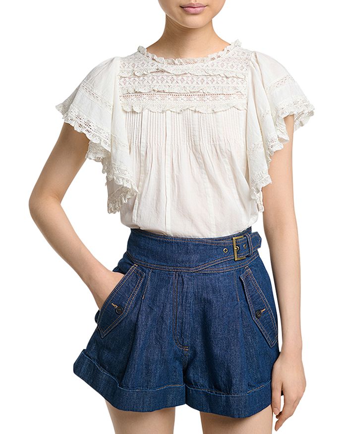 VANESSA BRUNO Ruffled Short Sleeve Blouse Bloomingdale's