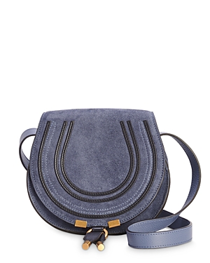 Chloé Marcie Small Saddle Bag In Graphite Navy