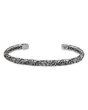 Men's Sterling Silver Artisan Patterned Cuff Bangle Bracelet