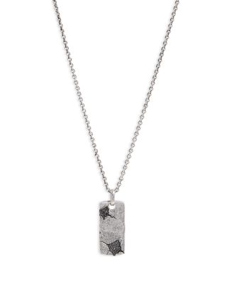 John Varvatos Men's Sterling Silver Crack Black Diamond Dog Tag Pendant Necklace, 24
