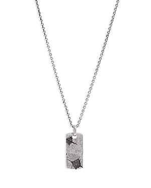 Men's Sterling Silver Crack Black Diamond Dog Tag Pendant Necklace, 24