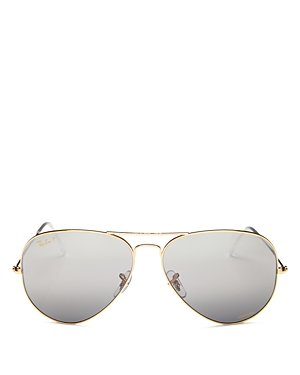 Ray Ban Ray-ban Brow Bar Aviator Sunglasses, 62mm In Gold/gray Gradient