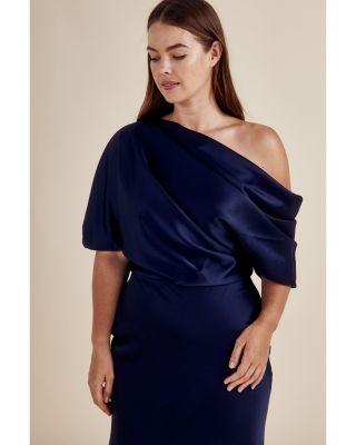 Draped Satin One Shoulder Dress