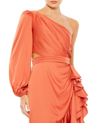 One Shoulder Ruffled Gown