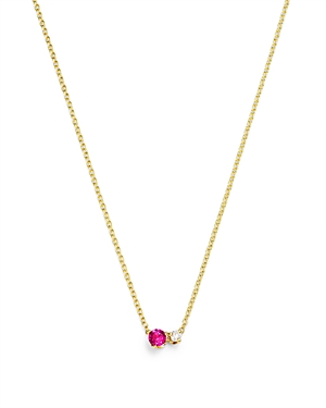 Zoe Chicco 14K Yellow Gold Pink Sapphire & Diamond Pendant Necklace, 14-16