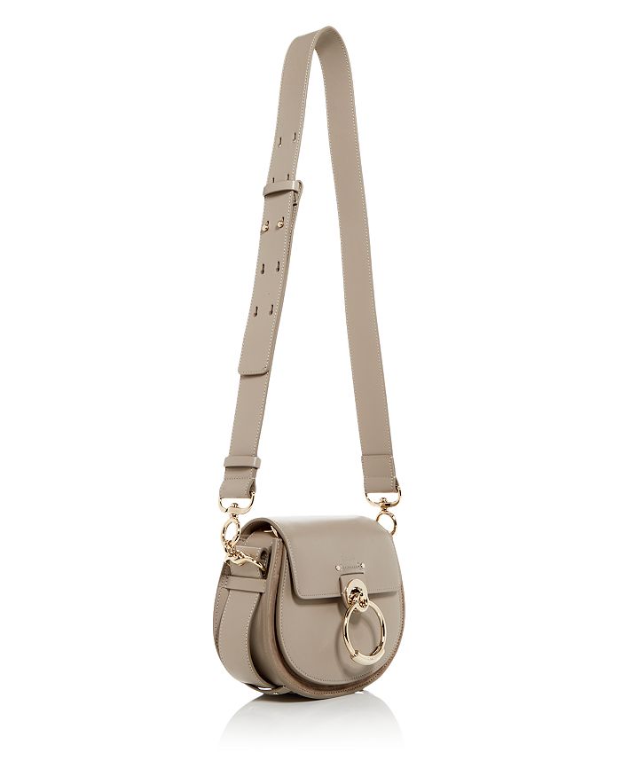 Shop Chloé Tess Small Leather Crossbody In Motty Gray/gold