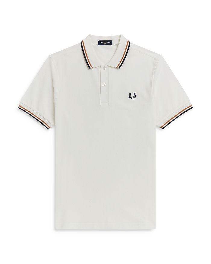 Fred Perry Twin Tipped Slim Fit Polo In Snow/clay