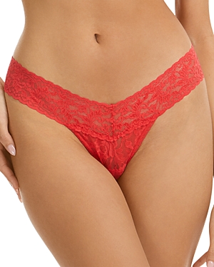 Hanky Panky Stretch Lace Traditional-rise Thong In Deep Sea Coral