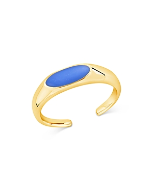 Sterling Forever Enamel Open Signet Ring In Blue/gold