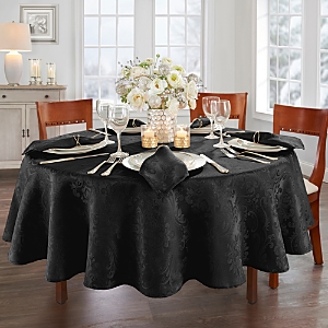 Elrene Home Fashions Elrene Caiden Elegance Damask Round Tablecloth, 90 X 90 In Black