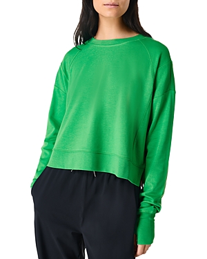 Sweaty Betty After Class Cotton Blend Crop Sweatshirt In Court Green