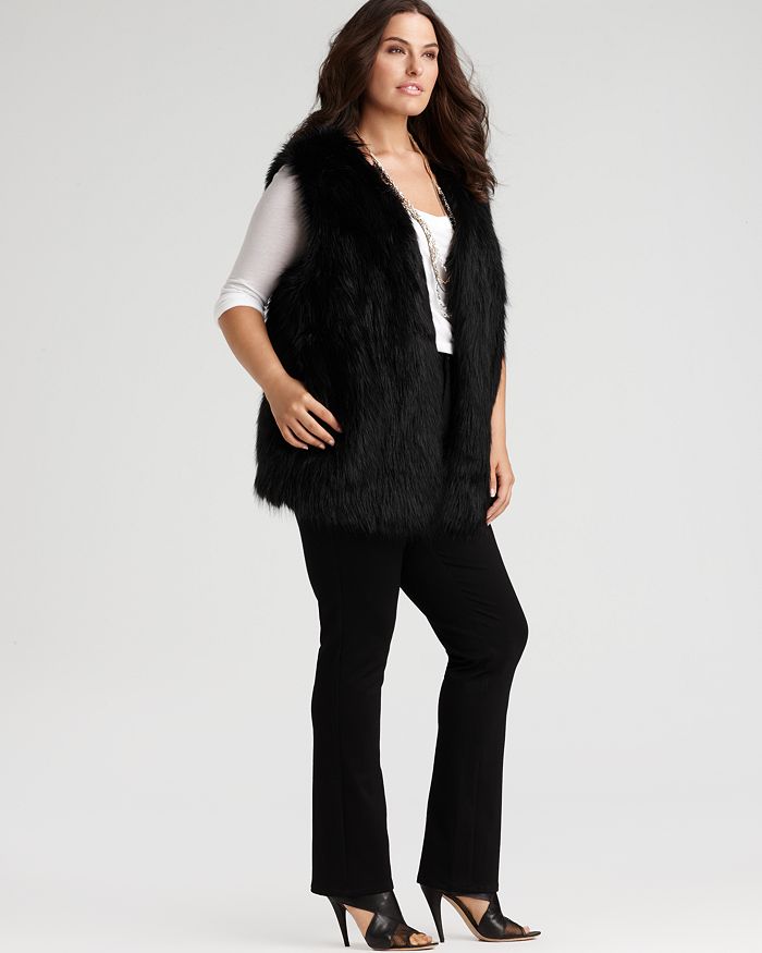 DKNYC Plus Size Black Faux Fur Vest more Bloomingdale s