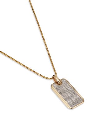 Men&#39;s Diamond Dog Tag Pendant Necklace in 14K Yellow Gold, 0.50 tcw 