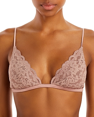 Fleur Du Mal Charlotte Floral-lace Triangle Bra In Tan