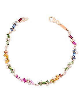 SUZANNE KALAN - 18K Rose Gold Fireworks Rainbow Sapphire & Diamond Bracelet