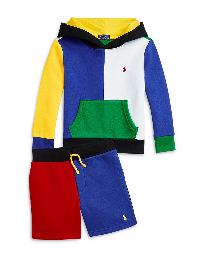 Ralph Lauren Boys' Color Blocked Fleece Hoodie & Shorts - Little