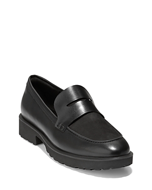 Shop Cole Haan Women's Geneva Slip On Penny Loafer Flats In Black