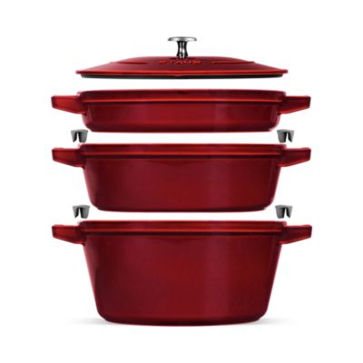 4 Pc Stackable Enameled Cast Iron Set