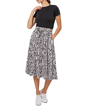 Leota Mindy Zebra Print Midi Skirt