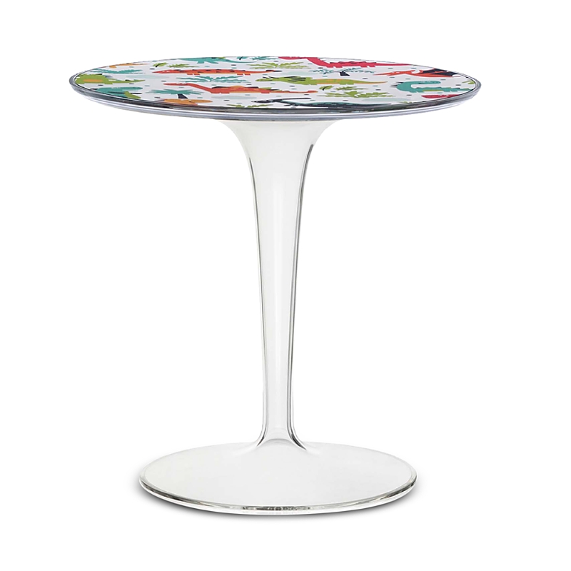 Kartell Tip Top Table In Crystal With Dinosaur Drawings In Crystal