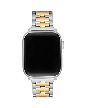 Shop Tory Burch Apple Watch Reva Two Tone Stainless Steel Bracelet, 38mm/40mm In Gold/silver
