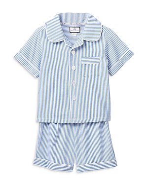 Shop Petite Plume Unisex French Blue Seersucker Pajama Shorts Set - Baby, Little Kid, Big Kid