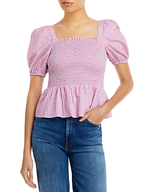 FRENCH CONNECTION ARTINA SMOCKED PEPLUM TOP