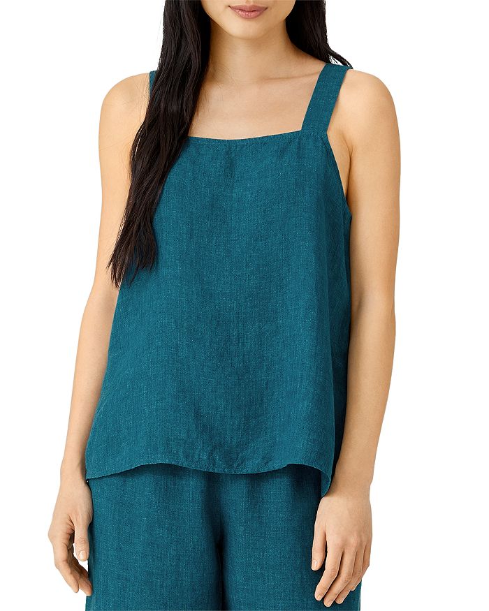 size Large Eileen Fisher Linen Top in Teal 
