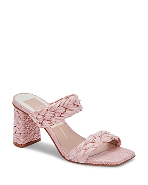 Dolce Vita Women's Paily Braided Double Strap Raffia High Heel Sandals In Pink Raffia