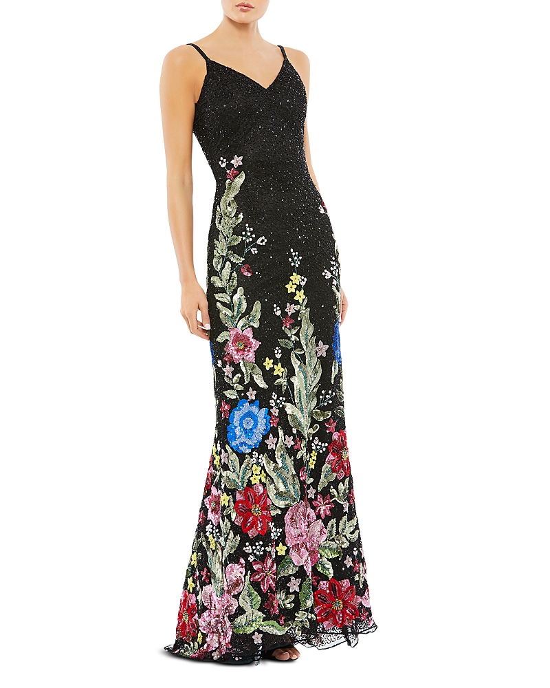 Mac Duggal Sequined Floral Gown