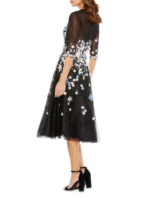 Beaded Appliqu&eacute;d Midi Dress