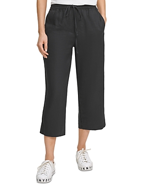 Dkny Cropped Drawstring Pants In Black