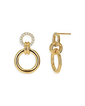 Rachel Reid - 14K Yellow Gold Diamond Triple Link Earrings