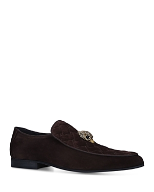 Kurt Geiger Men's Hugh Eagle Head Quilted Slip On Loafers In Brown