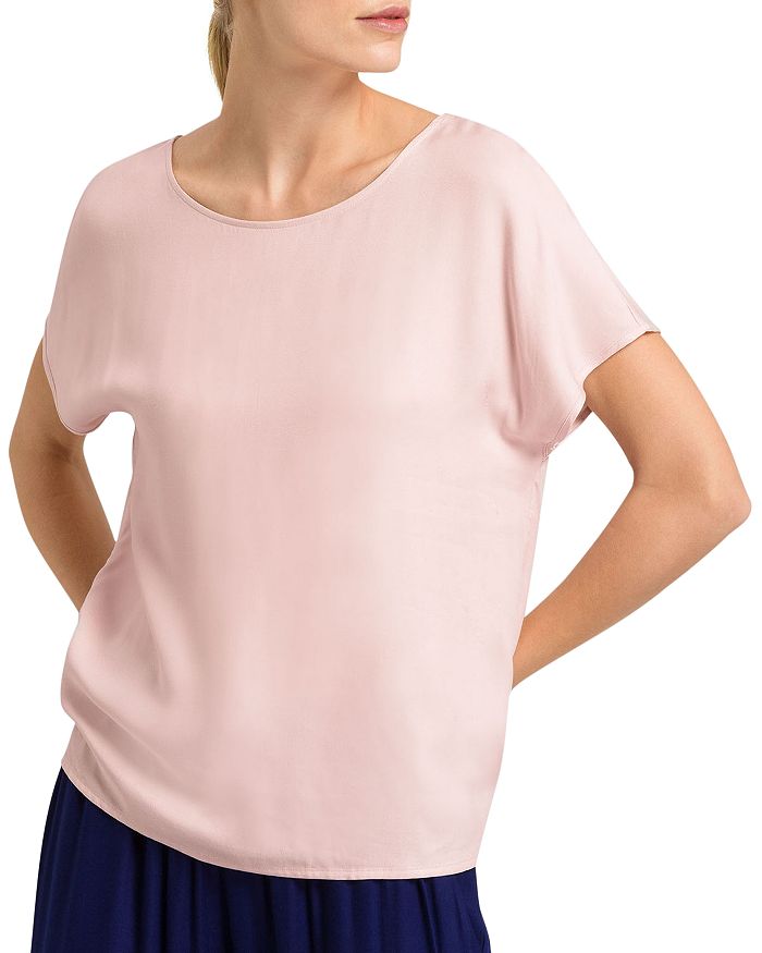 Hanro Women's Short Sleeve Crew Neck Shirt - 100% Mercerized Cotton