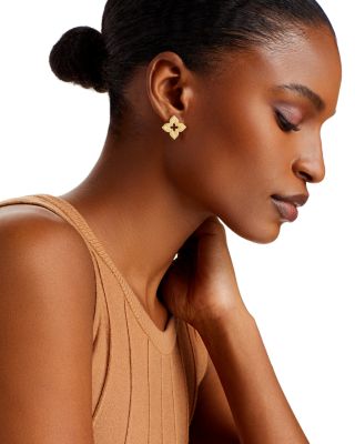 18K Yellow Gold Venetian Princess Diamond Stud Earrings