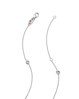 18K White Gold or 18k Yellow Gold Bezel Diamond Station Necklace, 18"