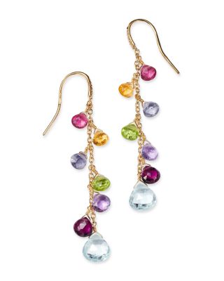18K Yellow Gold Paradise Mixed Gemstone Drop Earrings